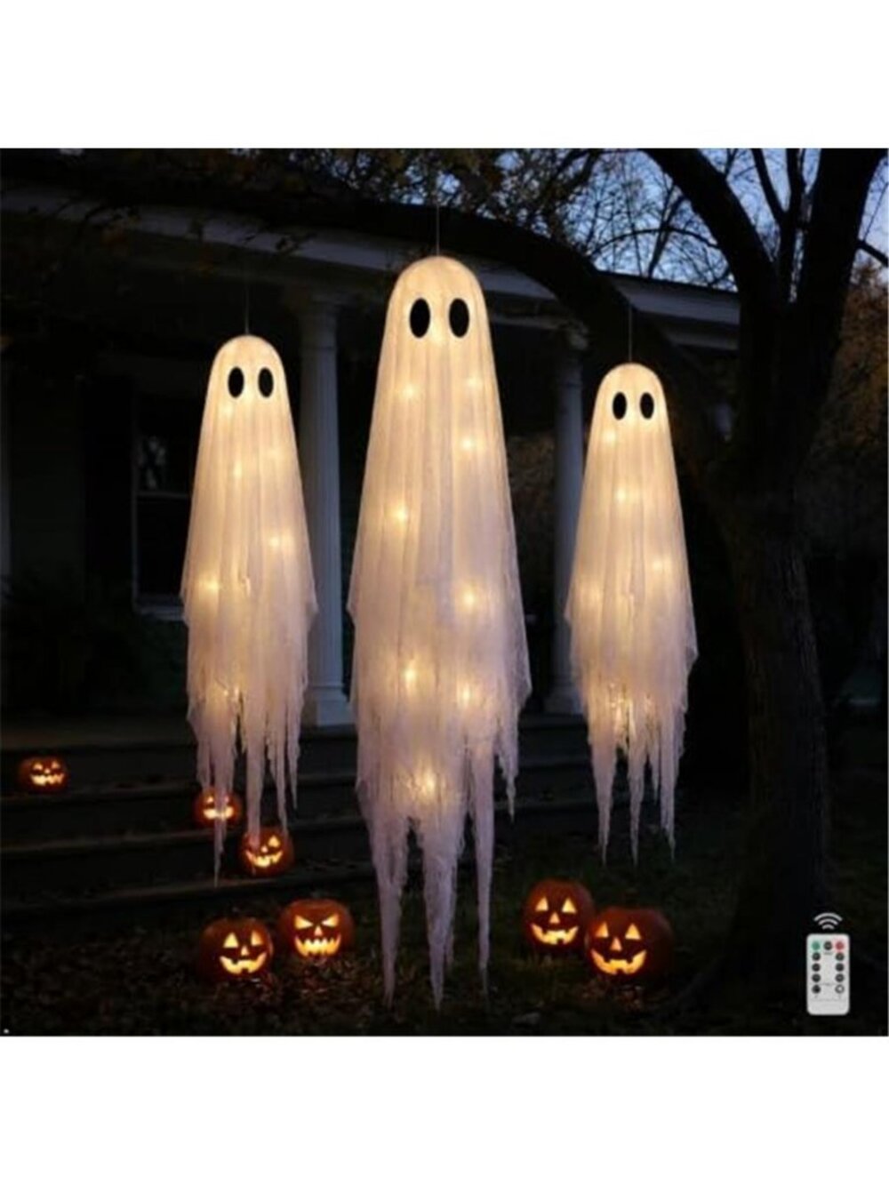 3 Packs Halloween Decorations Outdoor - Hanging Ghost Decor for Porch Yard